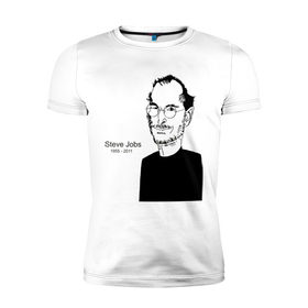 Мужская футболка премиум с принтом Steve Jobs в Санкт-Петербурге, 92% хлопок, 8% лайкра | приталенный силуэт, круглый вырез ворота, длина до линии бедра, короткий рукав | apple | mac | steve jobs | мак | стив джоббс | стив джобс | стив джопс | стивен джобс | эпл