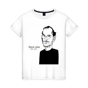 Женская футболка хлопок с принтом Steve Jobs в Санкт-Петербурге, 100% хлопок | прямой крой, круглый вырез горловины, длина до линии бедер, слегка спущенное плечо | apple | mac | steve jobs | мак | стив джоббс | стив джобс | стив джопс | стивен джобс | эпл