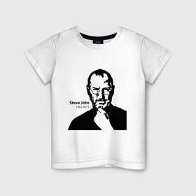 Детская футболка хлопок с принтом Стив Джобс в Санкт-Петербурге, 100% хлопок | круглый вырез горловины, полуприлегающий силуэт, длина до линии бедер | Тематика изображения на принте: steve jobs | знаменитость | портрет | стив джоббс | стив джобс | стив джопс