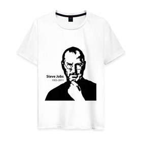 Мужская футболка хлопок с принтом Стив Джобс в Санкт-Петербурге, 100% хлопок | прямой крой, круглый вырез горловины, длина до линии бедер, слегка спущенное плечо. | steve jobs | знаменитость | портрет | стив джоббс | стив джобс | стив джопс