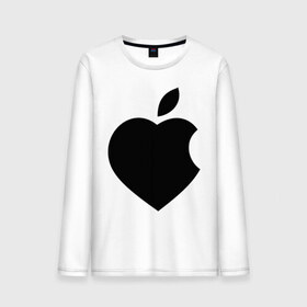 Мужской лонгслив хлопок с принтом Сердце- яблоко в Санкт-Петербурге, 100% хлопок |  | apple | mac | steve jobs | мак | стив джоббс | стив джобс | стив джопс | стивен джобс | эпл