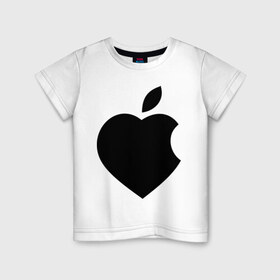 Детская футболка хлопок с принтом Сердце- яблоко в Санкт-Петербурге, 100% хлопок | круглый вырез горловины, полуприлегающий силуэт, длина до линии бедер | Тематика изображения на принте: apple | mac | steve jobs | мак | стив джоббс | стив джобс | стив джопс | стивен джобс | эпл