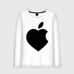Женский лонгслив хлопок с принтом Сердце- яблоко в Санкт-Петербурге, 100% хлопок |  | apple | mac | steve jobs | мак | стив джоббс | стив джобс | стив джопс | стивен джобс | эпл