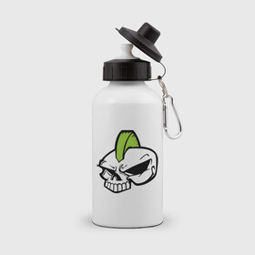 Бутылка спортивная с принтом Skull Punk Helloween в Санкт-Петербурге, металл | емкость — 500 мл, в комплекте две пластиковые крышки и карабин для крепления | мохаук | панк | череп