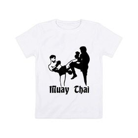 Детская футболка хлопок с принтом Muay Thai (2) в Санкт-Петербурге, 100% хлопок | круглый вырез горловины, полуприлегающий силуэт, длина до линии бедер | муай тай
