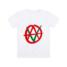 Детская футболка хлопок с принтом Anarho-vegan в Санкт-Петербурге, 100% хлопок | круглый вырез горловины, полуприлегающий силуэт, длина до линии бедер | анархия | веган | вегетарианец