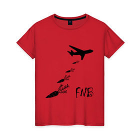 Женская футболка хлопок с принтом Еда вместо бомб в Санкт-Петербурге, 100% хлопок | прямой крой, круглый вырез горловины, длина до линии бедер, слегка спущенное плечо | бомбы | еда | морковки | самолет