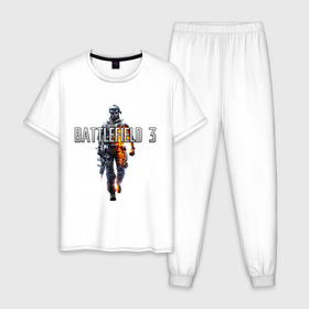 Мужская пижама хлопок с принтом Battlefield 3 в Санкт-Петербурге, 100% хлопок | брюки и футболка прямого кроя, без карманов, на брюках мягкая резинка на поясе и по низу штанин
 | battlefield | компьютерные игры