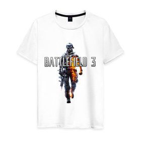 Мужская футболка хлопок с принтом Battlefield 3 в Санкт-Петербурге, 100% хлопок | прямой крой, круглый вырез горловины, длина до линии бедер, слегка спущенное плечо. | Тематика изображения на принте: battlefield | компьютерные игры