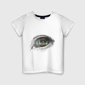 Детская футболка хлопок с принтом Глаз (3) в Санкт-Петербурге, 100% хлопок | круглый вырез горловины, полуприлегающий силуэт, длина до линии бедер | взгляд | глаз | знак радиации | отражение | радиактивность | радиация