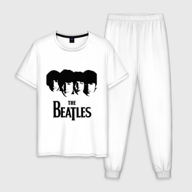 Мужская пижама хлопок с принтом The Beatles в Санкт-Петербурге, 100% хлопок | брюки и футболка прямого кроя, без карманов, на брюках мягкая резинка на поясе и по низу штанин
 | 60s | 60е | beatles | rock | битлз | битлы | леннон | ленон | макартни | музыка | ретро | рок