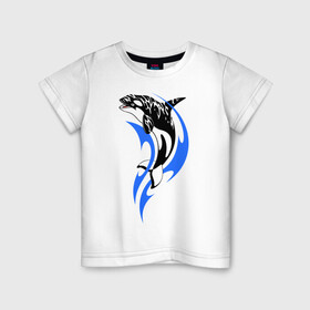 Детская футболка хлопок с принтом Косатка в Санкт-Петербурге, 100% хлопок | круглый вырез горловины, полуприлегающий силуэт, длина до линии бедер | shark | акула | рыба