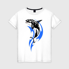 Женская футболка хлопок с принтом Косатка в Санкт-Петербурге, 100% хлопок | прямой крой, круглый вырез горловины, длина до линии бедер, слегка спущенное плечо | shark | акула | рыба