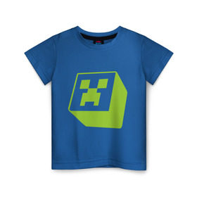 Детская футболка хлопок с принтом Minecraft creeper green в Санкт-Петербурге, 100% хлопок | круглый вырез горловины, полуприлегающий силуэт, длина до линии бедер | Тематика изображения на принте: крипер
