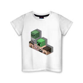 Детская футболка хлопок с принтом Minecraft cube в Санкт-Петербурге, 100% хлопок | круглый вырез горловины, полуприлегающий силуэт, длина до линии бедер | крипер