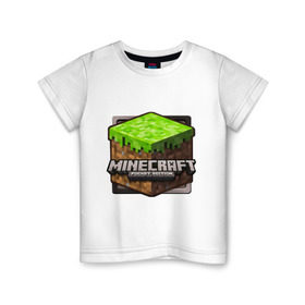 Детская футболка хлопок с принтом Minecraft logo в Санкт-Петербурге, 100% хлопок | круглый вырез горловины, полуприлегающий силуэт, длина до линии бедер | creeper | mine craft | minecraft | майнкрафт | шахта