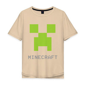 Мужская футболка хлопок Oversize с принтом Minecraft logo grey в Санкт-Петербурге, 100% хлопок | свободный крой, круглый ворот, “спинка” длиннее передней части | Тематика изображения на принте: крипер