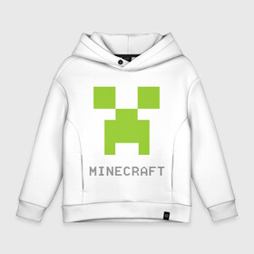 Детское худи Oversize хлопок с принтом Minecraft logo grey в Санкт-Петербурге, френч-терри — 70% хлопок, 30% полиэстер. Мягкий теплый начес внутри —100% хлопок | боковые карманы, эластичные манжеты и нижняя кромка, капюшон на магнитной кнопке | крипер