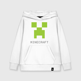 Детская толстовка хлопок с принтом Minecraft logo grey в Санкт-Петербурге, 100% хлопок | Круглый горловой вырез, эластичные манжеты, пояс, капюшен | крипер