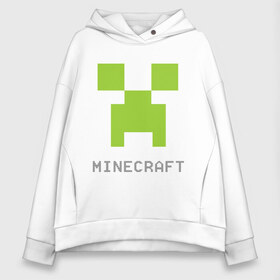 Женское худи Oversize хлопок с принтом Minecraft logo grey в Санкт-Петербурге, френч-терри — 70% хлопок, 30% полиэстер. Мягкий теплый начес внутри —100% хлопок | боковые карманы, эластичные манжеты и нижняя кромка, капюшон на магнитной кнопке | крипер