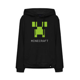 Мужская толстовка хлопок с принтом Minecraft logo grey в Санкт-Петербурге, френч-терри, мягкий теплый начес внутри (100% хлопок) | карман-кенгуру, эластичные манжеты и нижняя кромка, капюшон с подкладом и шнурком | Тематика изображения на принте: крипер
