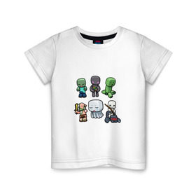 Детская футболка хлопок с принтом Minecraft units в Санкт-Петербурге, 100% хлопок | круглый вырез горловины, полуприлегающий силуэт, длина до линии бедер | крипер