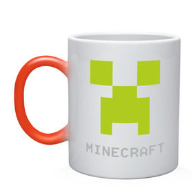 Кружка хамелеон с принтом Minecraft logo grey (5) в Санкт-Петербурге, керамика | меняет цвет при нагревании, емкость 330 мл | Тематика изображения на принте: крипер