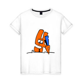 Женская футболка хлопок с принтом Зайка и морковка в Санкт-Петербурге, 100% хлопок | прямой крой, круглый вырез горловины, длина до линии бедер, слегка спущенное плечо | Тематика изображения на принте: животные | зайка | заяц | заяц с морковкой | морковка