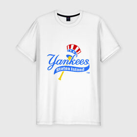Мужская футболка премиум с принтом NY Yankees byta в Санкт-Петербурге, 92% хлопок, 8% лайкра | приталенный силуэт, круглый вырез ворота, длина до линии бедра, короткий рукав | baseball | major league basebal | mlb | ny | staten island | yankees | америка | бейсбол | бита | главная лига бейсбола | нью йорк янкиз | статен айленд | сша | янки