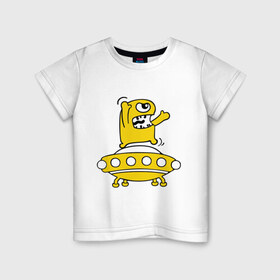 Детская футболка хлопок с принтом Пришелец Саня в Санкт-Петербурге, 100% хлопок | круглый вырез горловины, полуприлегающий силуэт, длина до линии бедер | инопланетянин | нло | пришелец | пришелец саня