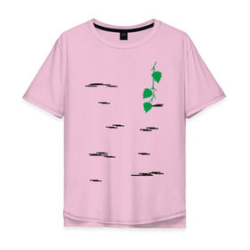 Мужская футболка хлопок Oversize с принтом Березка в Санкт-Петербурге, 100% хлопок | свободный крой, круглый ворот, “спинка” длиннее передней части | береза | березка | дерево | полоски