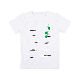 Детская футболка хлопок с принтом Березка в Санкт-Петербурге, 100% хлопок | круглый вырез горловины, полуприлегающий силуэт, длина до линии бедер | береза | березка | дерево | полоски