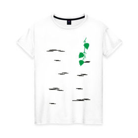 Женская футболка хлопок с принтом Березка в Санкт-Петербурге, 100% хлопок | прямой крой, круглый вырез горловины, длина до линии бедер, слегка спущенное плечо | береза | березка | дерево | полоски