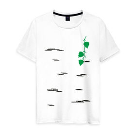 Мужская футболка хлопок с принтом Березка в Санкт-Петербурге, 100% хлопок | прямой крой, круглый вырез горловины, длина до линии бедер, слегка спущенное плечо. | береза | березка | дерево | полоски