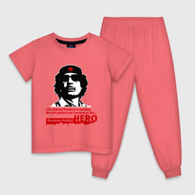 Детская пижама хлопок с принтом Kaddafi hero в Санкт-Петербурге, 100% хлопок |  брюки и футболка прямого кроя, без карманов, на брюках мягкая резинка на поясе и по низу штанин
 | kadafi | kaddafi | кадафи | каддафи | муамар каддафи