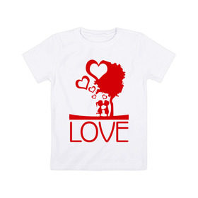 Детская футболка хлопок с принтом Love tree (2) в Санкт-Петербурге, 100% хлопок | круглый вырез горловины, полуприлегающий силуэт, длина до линии бедер | Тематика изображения на принте: 