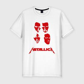 Мужская футболка премиум с принтом Metallica kvartet в Санкт-Петербурге, 92% хлопок, 8% лайкра | приталенный силуэт, круглый вырез ворота, длина до линии бедра, короткий рукав | металлика