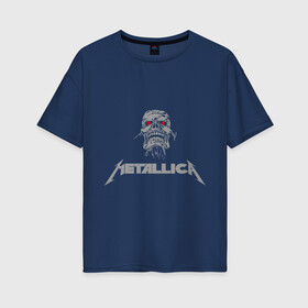 Женская футболка хлопок Oversize с принтом Metallica scool в Санкт-Петербурге, 100% хлопок | свободный крой, круглый ворот, спущенный рукав, длина до линии бедер
 | металлика