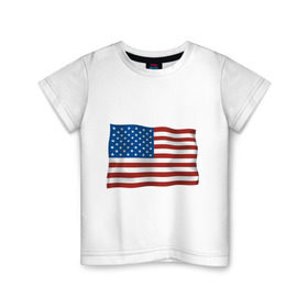 Детская футболка хлопок с принтом Америка флаг в Санкт-Петербурге, 100% хлопок | круглый вырез горловины, полуприлегающий силуэт, длина до линии бедер | america | ny | usa | америка | американский флаг | вашингтон | нью йорк | политические | сша | флаг | флаг америки | флаг сша | флаги | штаты