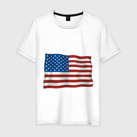 Мужская футболка хлопок с принтом Америка флаг в Санкт-Петербурге, 100% хлопок | прямой крой, круглый вырез горловины, длина до линии бедер, слегка спущенное плечо. | america | ny | usa | америка | американский флаг | вашингтон | нью йорк | политические | сша | флаг | флаг америки | флаг сша | флаги | штаты