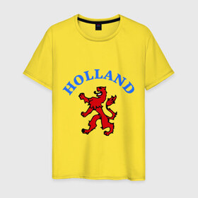 Мужская футболка хлопок с принтом Голландия лев в Санкт-Петербурге, 100% хлопок | прямой крой, круглый вырез горловины, длина до линии бедер, слегка спущенное плечо. | holland | lion | герб голандии