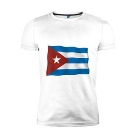 Мужская футболка премиум с принтом Куба флаг в Санкт-Петербурге, 92% хлопок, 8% лайкра | приталенный силуэт, круглый вырез ворота, длина до линии бедра, короткий рукав | cuba | куба | куба афиша | кубинский флаг | республика куба | флаг | флаг кубы | флаги