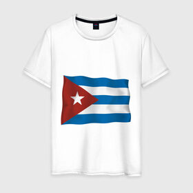 Мужская футболка хлопок с принтом Куба флаг в Санкт-Петербурге, 100% хлопок | прямой крой, круглый вырез горловины, длина до линии бедер, слегка спущенное плечо. | Тематика изображения на принте: cuba | куба | куба афиша | кубинский флаг | республика куба | флаг | флаг кубы | флаги