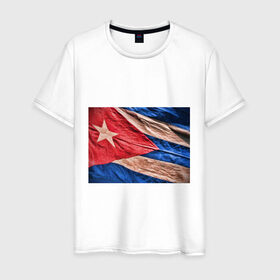 Мужская футболка хлопок с принтом Куба флаг олд в Санкт-Петербурге, 100% хлопок | прямой крой, круглый вырез горловины, длина до линии бедер, слегка спущенное плечо. | Тематика изображения на принте: cuba | куба | куба афиша | куба олд | кубинский флаг | олд | республика куба | флаг | флаг куба олд | флаг кубы | флаг олд | флаги