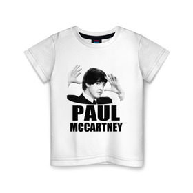 Детская футболка хлопок с принтом Paul McCartney (Пол МакКартни) в Санкт-Петербурге, 100% хлопок | круглый вырез горловины, полуприлегающий силуэт, длина до линии бедер | beatles | mccartney | the beatles | битлз | битлс | битлы | маккартни