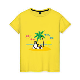 Женская футболка хлопок с принтом Linux life в Санкт-Петербурге, 100% хлопок | прямой крой, круглый вырез горловины, длина до линии бедер, слегка спущенное плечо | linux | linux life | линукс | пингвины linux | пингвины люникс | прикольные