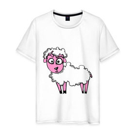 Мужская футболка хлопок с принтом Овца (Sheep) в Санкт-Петербурге, 100% хлопок | прямой крой, круглый вырез горловины, длина до линии бедер, слегка спущенное плечо. | sheep | баран | барашек | животные | овечка | овца