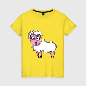 Женская футболка хлопок с принтом Овца (Sheep) в Санкт-Петербурге, 100% хлопок | прямой крой, круглый вырез горловины, длина до линии бедер, слегка спущенное плечо | sheep | баран | барашек | животные | овечка | овца