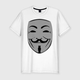 Мужская футболка премиум с принтом Вендетта маск в Санкт-Петербурге, 92% хлопок, 8% лайкра | приталенный силуэт, круглый вырез ворота, длина до линии бедра, короткий рукав | вендета | вендетта | вендетта маска | маска | натали портман | революция | хьюго уивинг | человек в маске