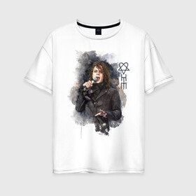 Женская футболка хлопок Oversize с принтом Ville Valo в Санкт-Петербурге, 100% хлопок | свободный крой, круглый ворот, спущенный рукав, длина до линии бедер
 | him